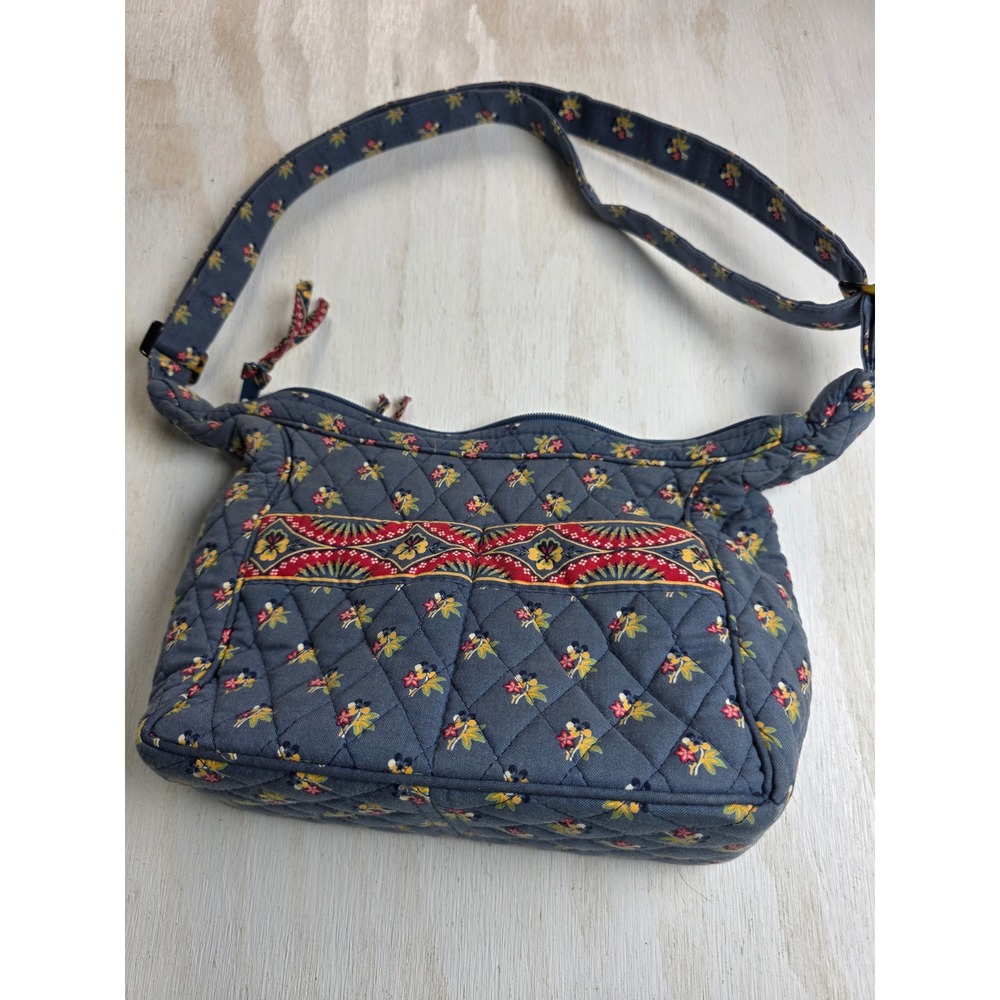 Vera Bradley Blue Floral Quilted Cotton Crossbody Bag Boho Cottagecore Classic